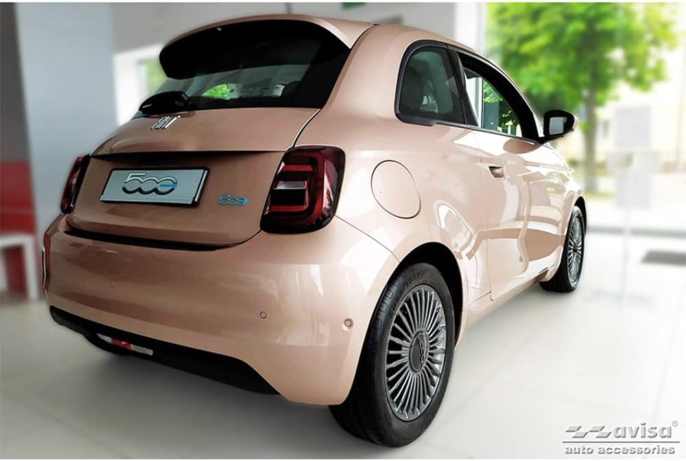 Avisa Schwarz Edelstahl Heckstossstangenschutz kompatibel mit Fiat 500e Berlina, 3+1 & Cabrio 3-türe