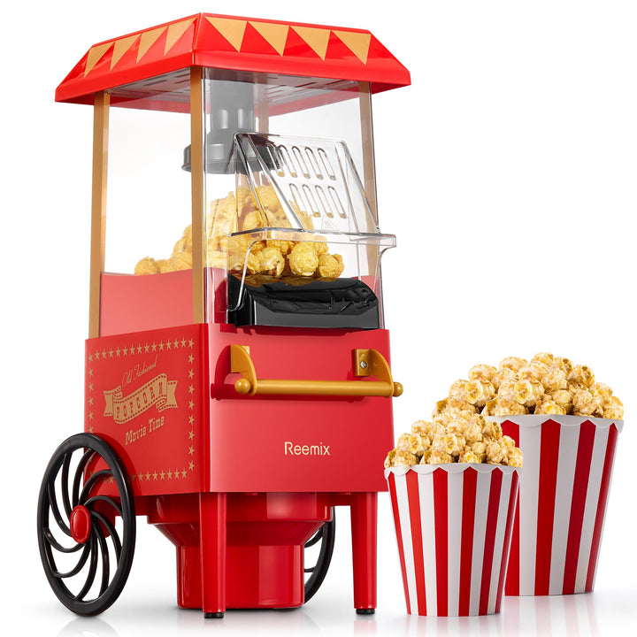 Popcornmaschine, Reemix Popcorn Maker für Zuhause, 2 Minuten schnelles,Fat Free,Oil-Free, leistungss