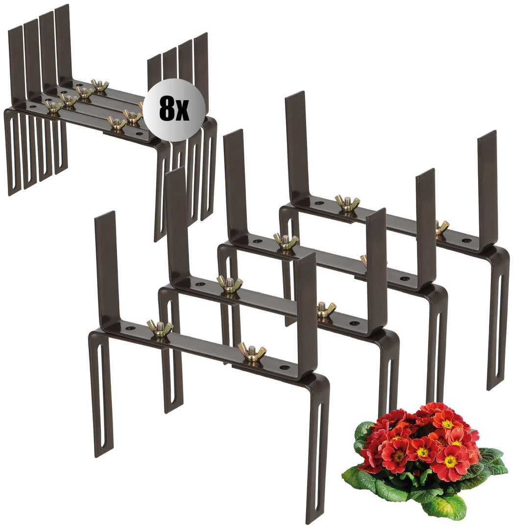 com-four® 8X Blumenkastenhalter für Balkon-Brüstungen und Geländer - Flexible Befestigung aus Metall