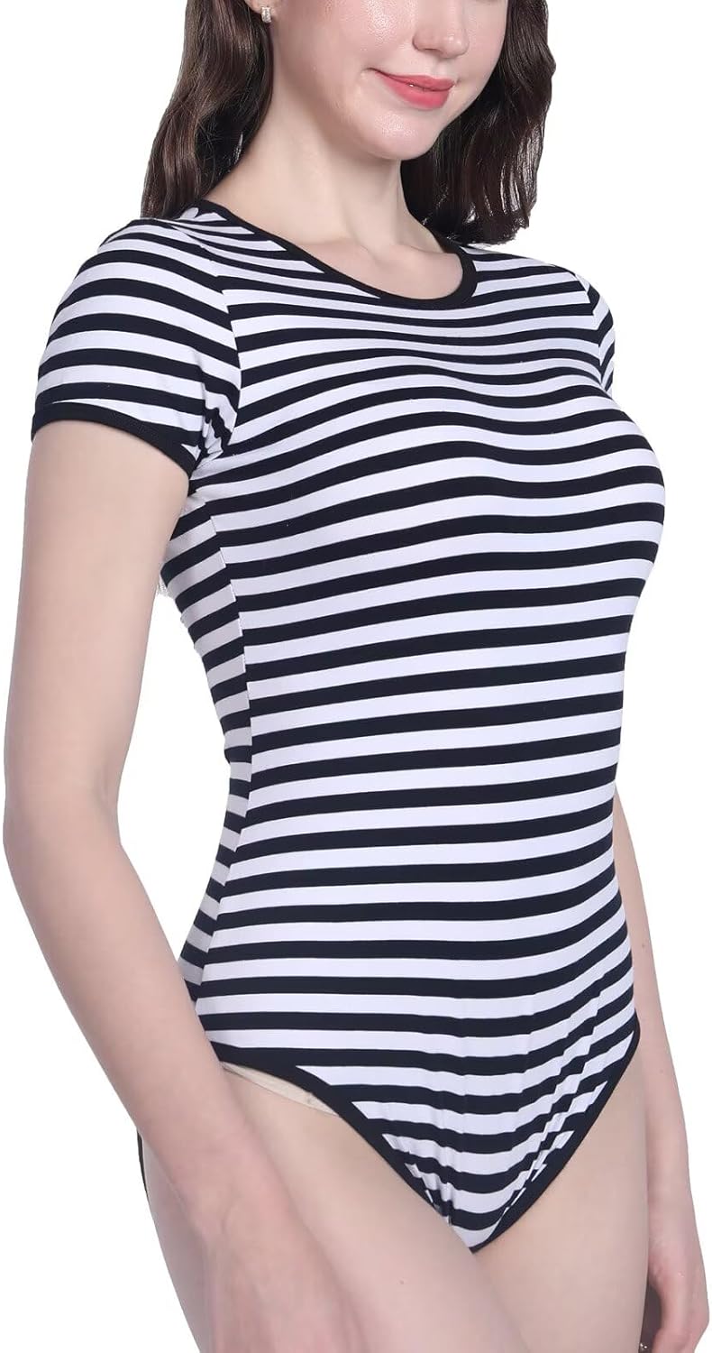 Landofgenie Bodys für Damen Einteiler Bodysuit Jumpsuit Baumwolle Kurzarm Nette Onesie Pyjamas Nacht