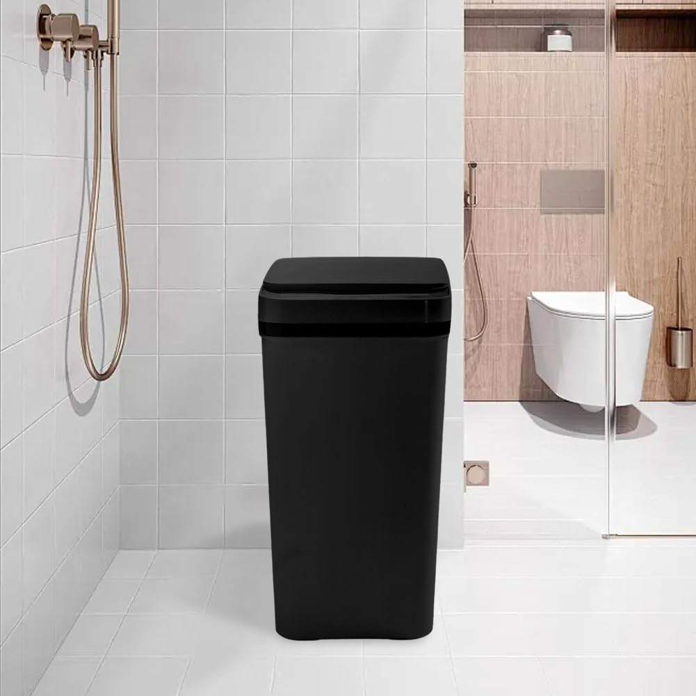 Mülleimer Bad 12L Sensor Kosmetikeimer Schwarz - Mülleimer mit Sensor Technologie, Touchless & Wasse