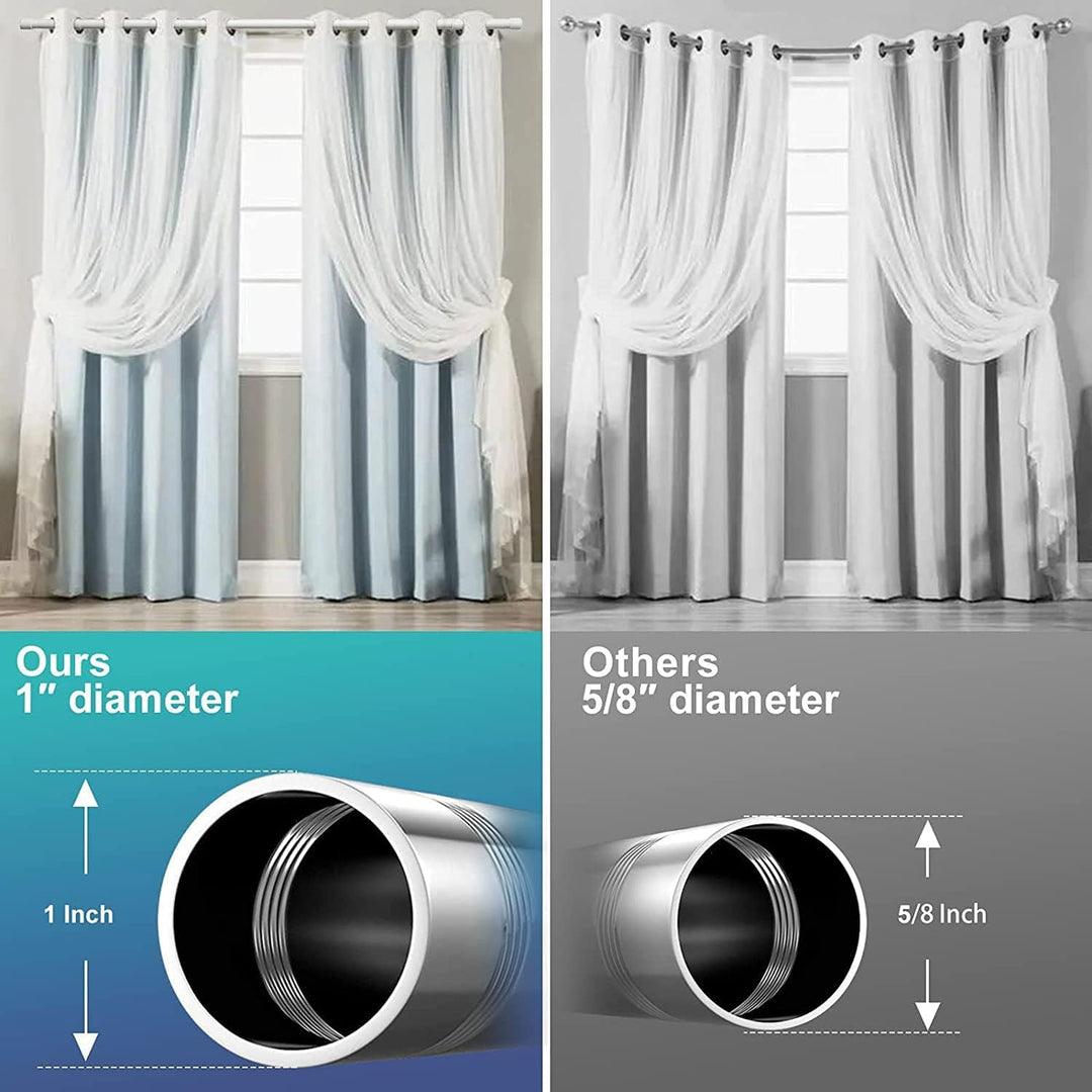 Gardinenstange, 76-450 cm Gardinenstange für Fenster mit Rundem Endstück Einzel mit Finials aus Edel