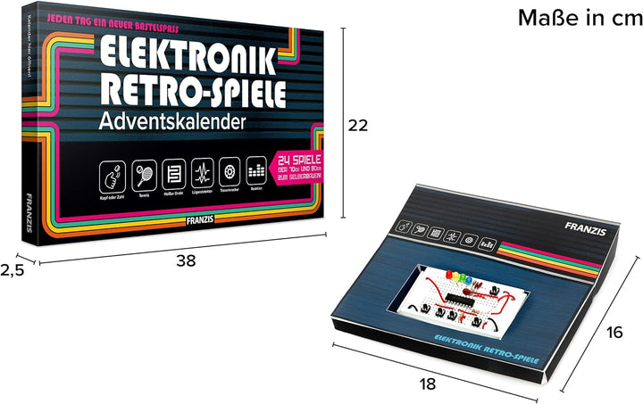 FRANZIS 67150 - Elektronik Retro Spiele Adventskalender, 24 Spiele der 70er und 80er zum Selberbauen