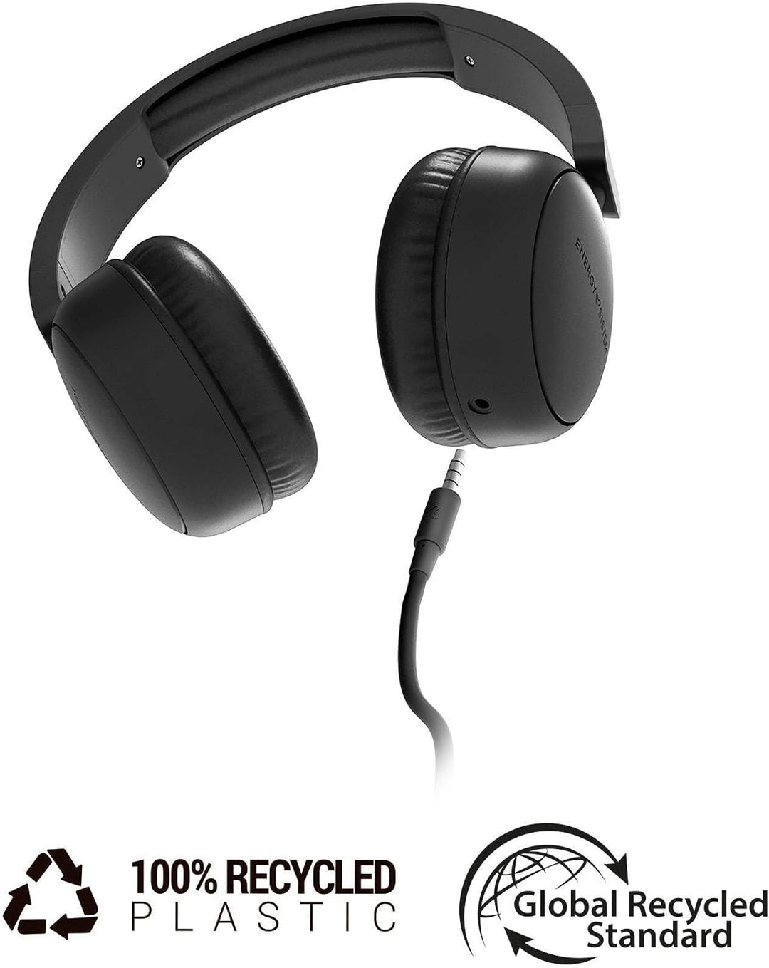 Energy Sistem Soundspire - Kopfhörer (100% recycelter Kunststoff, abnehmbares Kabel, Mikrofon, Sprac