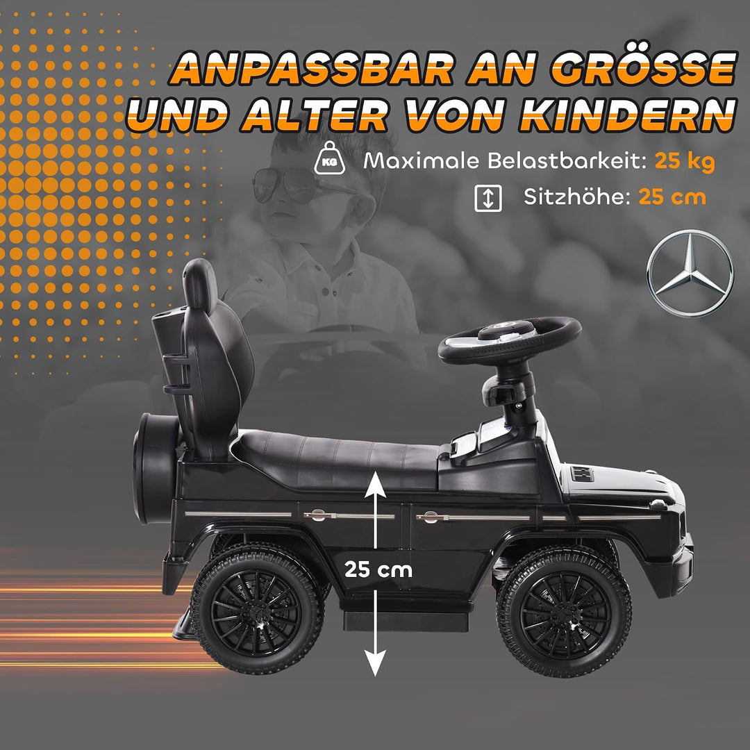 HOMCOM Rutschauto mit Schiebstange Mercedes-Benz G350 Rutschfahrzeug mit Lenkrad 3-in-1 Schiebeauto