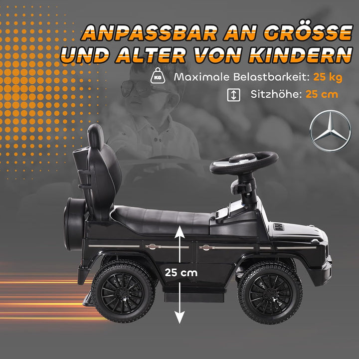 HOMCOM Rutschauto mit Schiebstange Mercedes-Benz G350 Rutschfahrzeug mit Lenkrad 3-in-1 Schiebeauto
