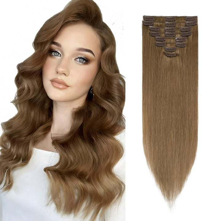 Rich Choices Clip in Extensions Echthaar 8 Stück Clip Extensions 25cm 