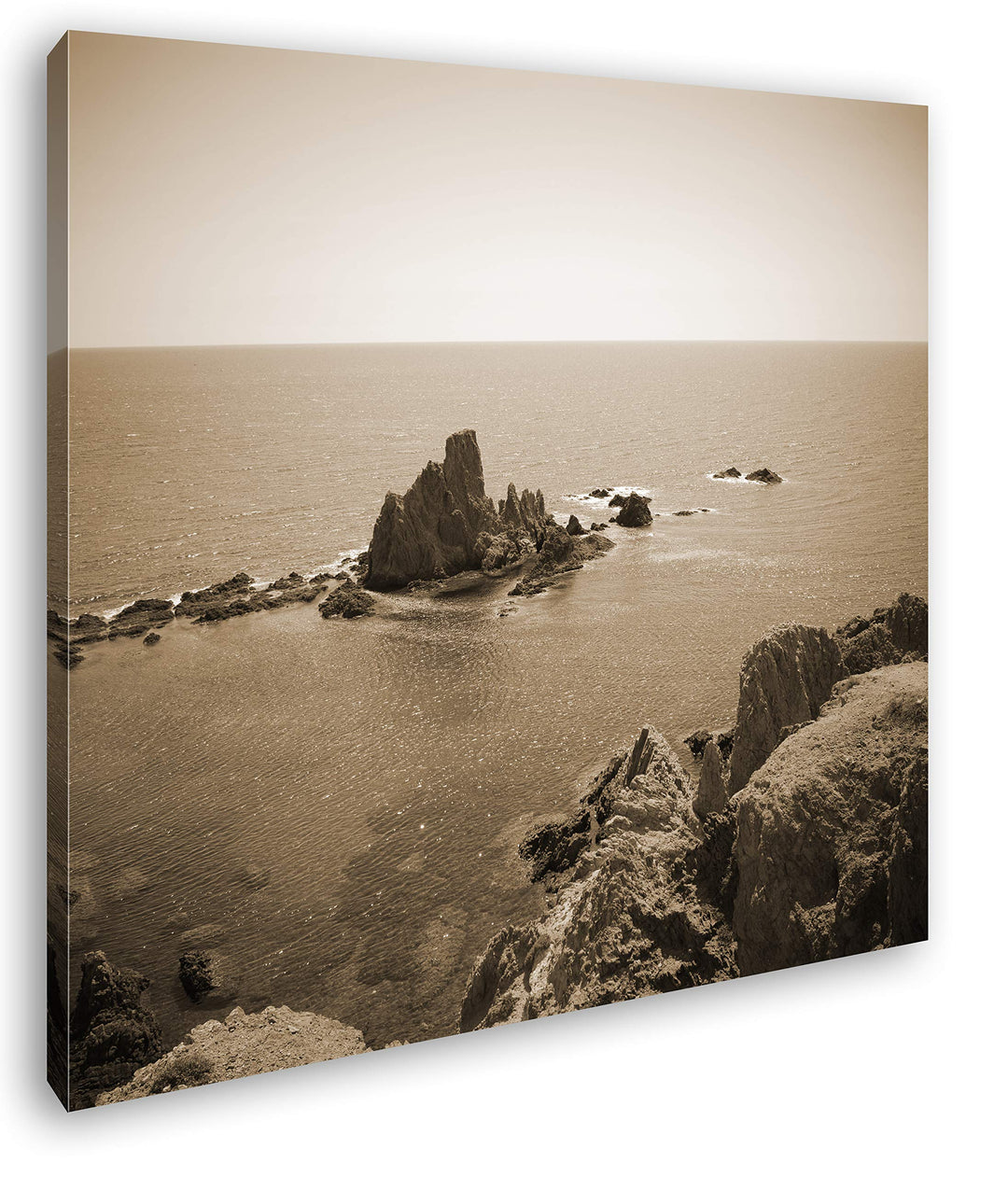 deyoli Riff in Spanien Format: 60x60 Effekt: Sepia als Leinwandbild, Motiv fertig gerahmt auf Echtho