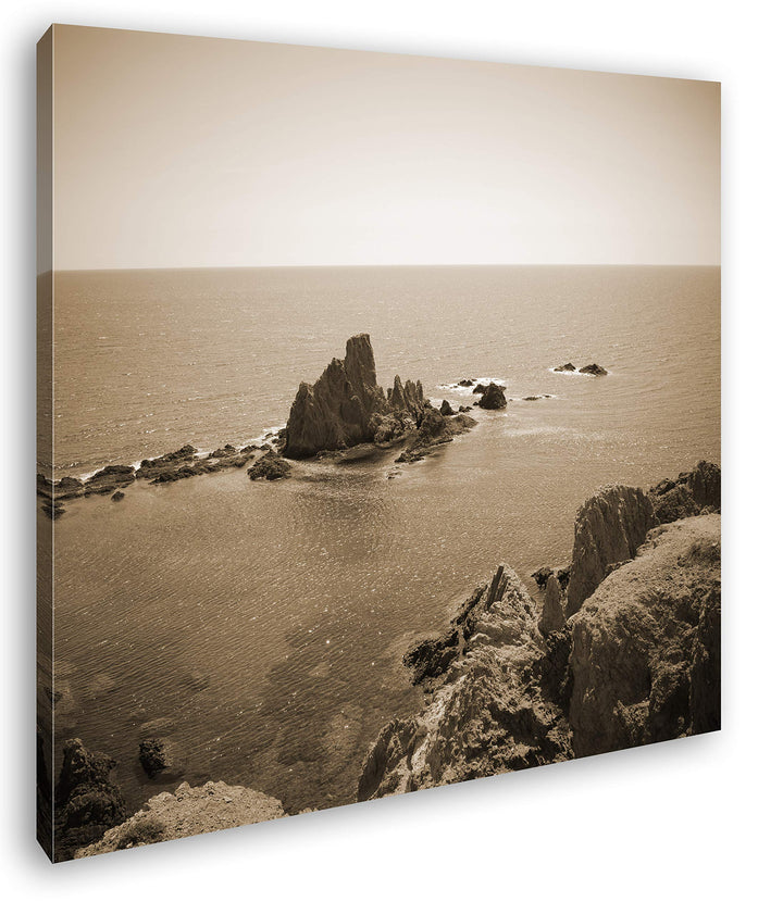 deyoli Riff in Spanien Format: 60x60 Effekt: Sepia als Leinwandbild, Motiv fertig gerahmt auf Echtho