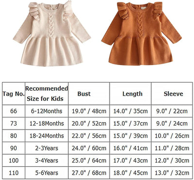 FYMNSI Kinder Baby Mädchen Strick Pullover Kleid Herbst Winter Warm Langarm Strickkleid Gestrickte P