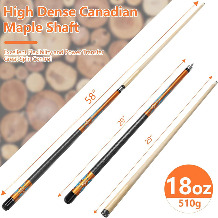 Billard Queue 18 19 20 21 oz, 58" Pool Queue Sticks 13mm Spitzen für Professionelle Billardspieler,