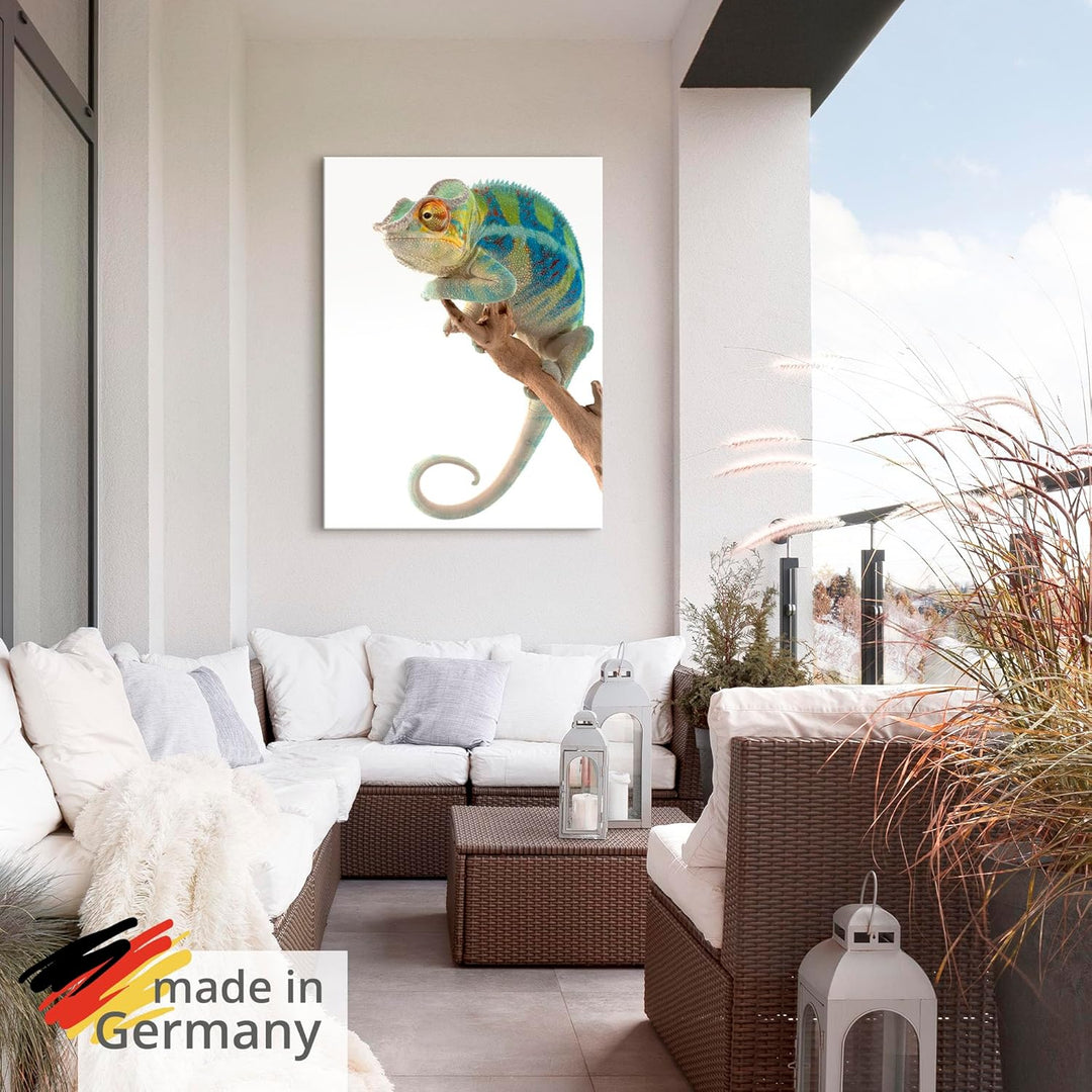 ARTland Wanddeko Wandbild Alu Verbundplatte für Innen & Outdoor Bild 60x80 cm Tiere Reptilien Chamäl