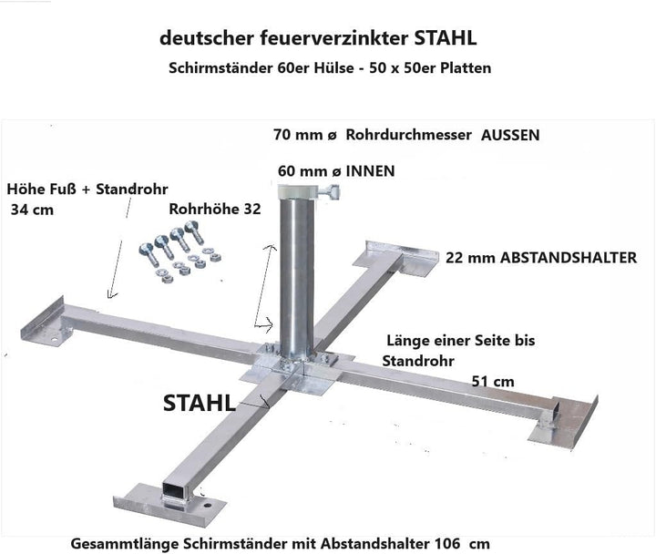 STABIELO Schirmständer - aus 4 mm Ø DEUTSCHEM Stahl - FÜR SCHIRMSTÖCKE BIS 60 mm Ø - zum Einlegen vo