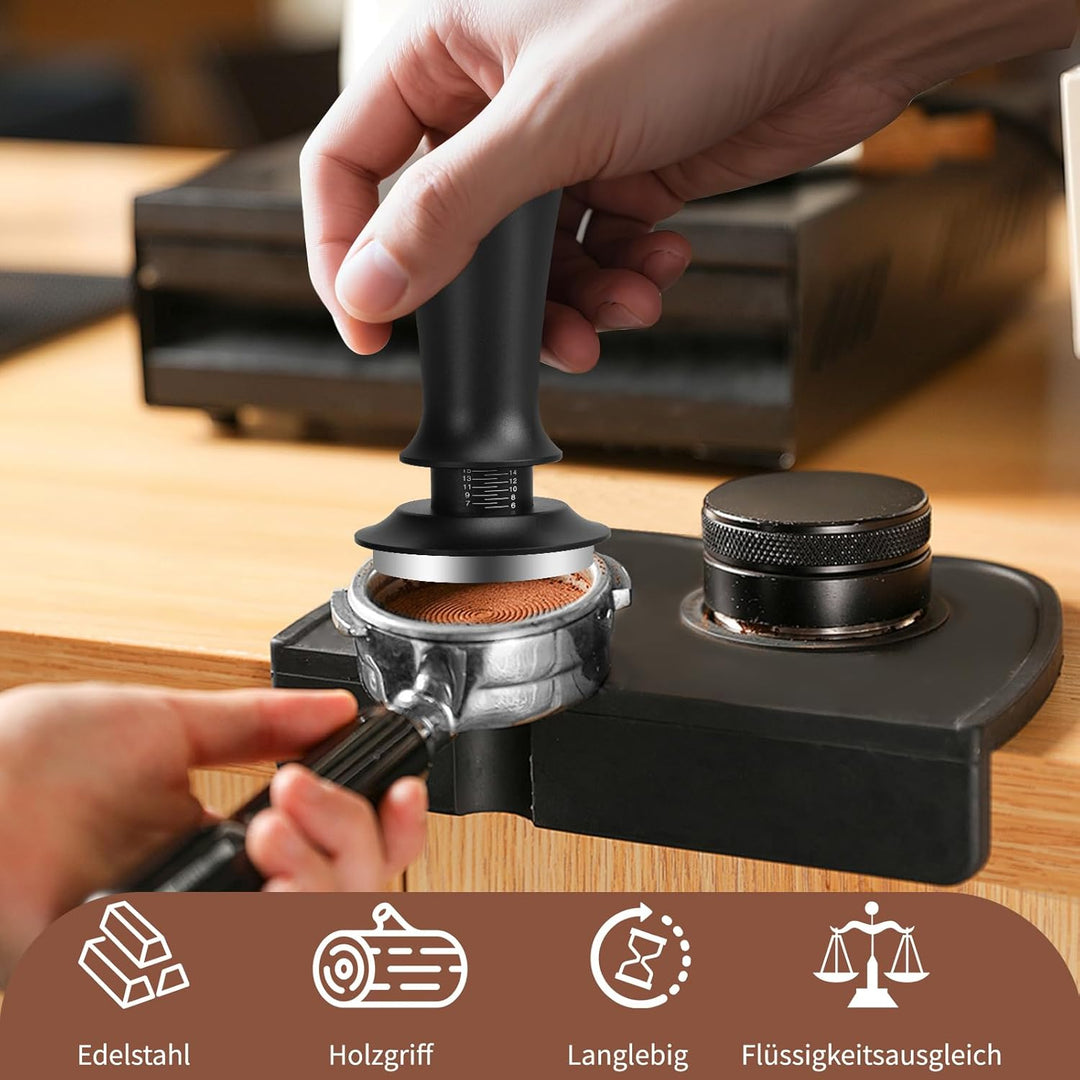 KaffeeTamper 51mm Set, Kaffee Tamper Edelstahl Base, mit 6 feinen Espressonadeln, Espresso Kaffee Ta