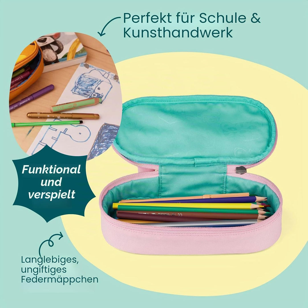 Affenzahn Stiftemäppchen für den Kindergarten, Federmäppchen für Kinder mit Tiermotiv und Ziehzunge