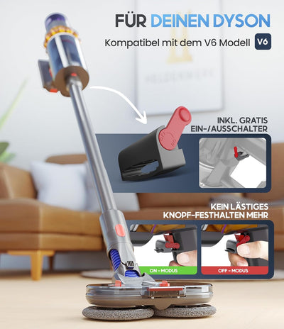 HELDENWERK Wischaufsatz für Dyson [Geprüfte Qualität] elektrisch für V6 Staubsauger I Wischmopp Aufs