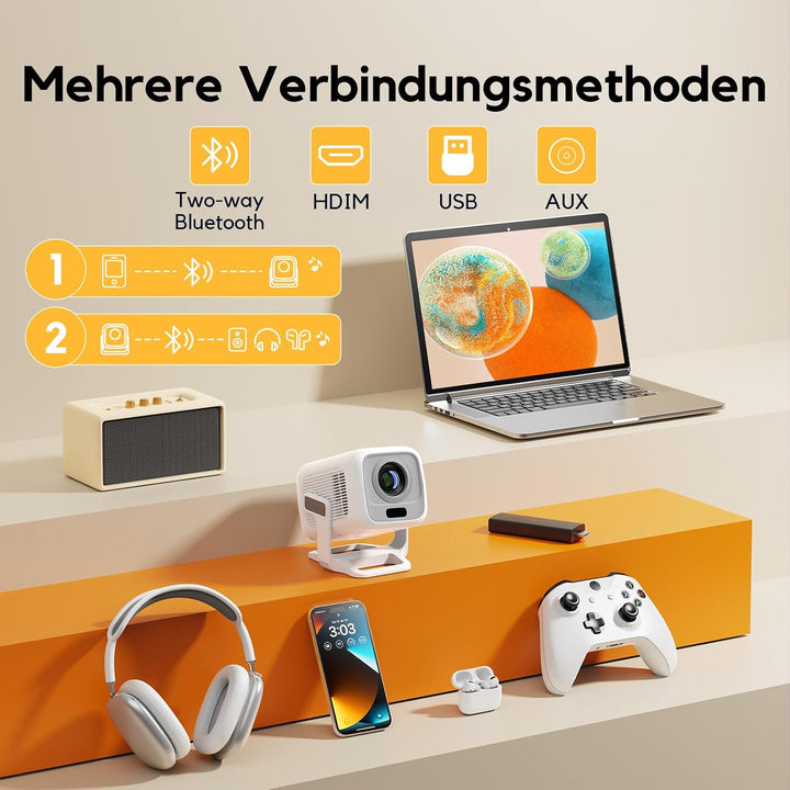 Beamer, AKIYO 7500 Lumen WiFi Mini Beamer Full HD, Native 1080P Full HD Heimkino Video Beamer, HiFi-