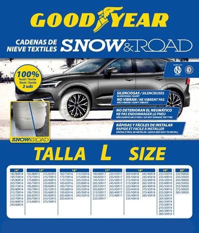 Goodyear Snow & Road Grösse L 2er Set Textil Schneeketten für Autos SNOW & ROAD GRÖSSE L, SNOW & ROA