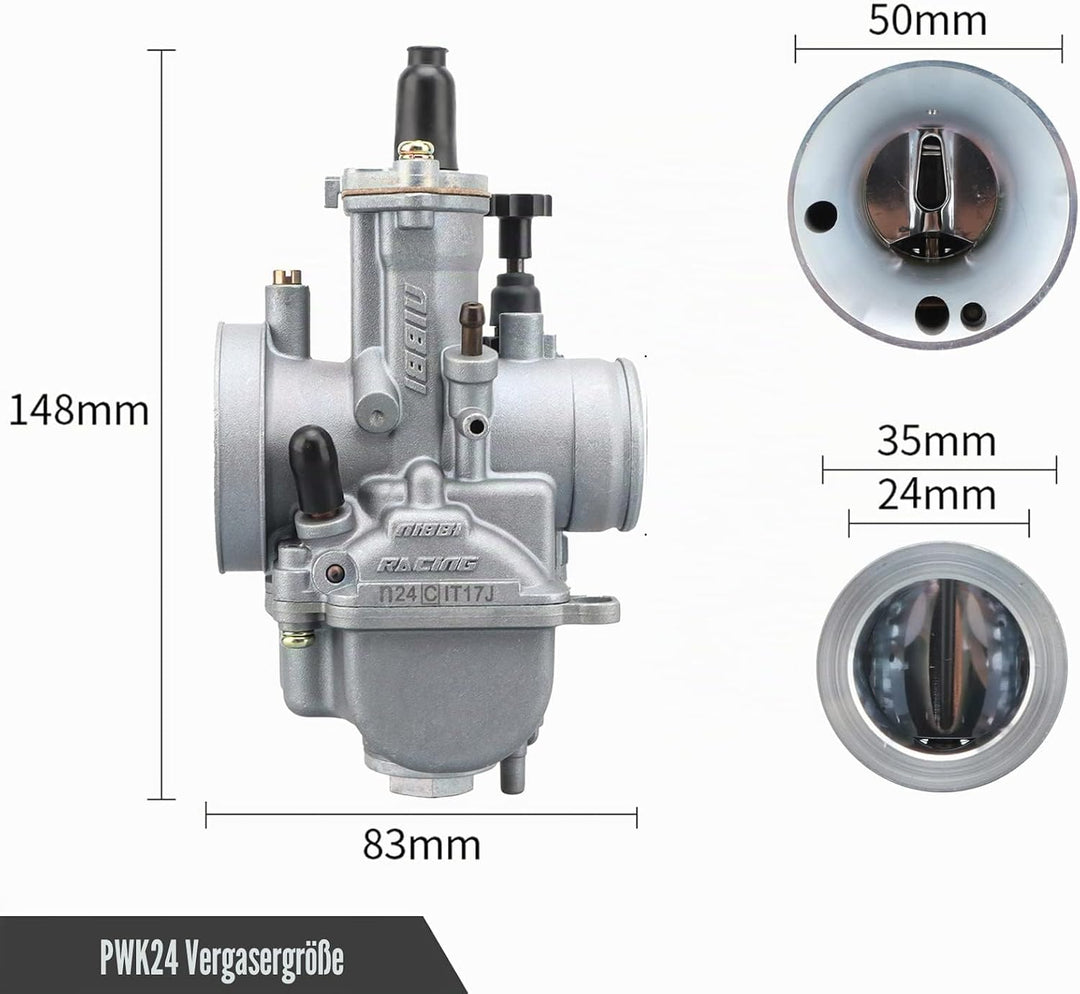 NIBBI PWK 24MM Vergaser mit drei Hauptdüsen und einem Pilotstrahl des Performance Racing Vergasers f