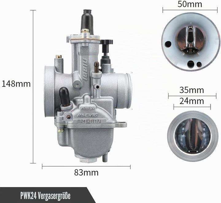 NIBBI PWK 24MM Vergaser mit drei Hauptdüsen und einem Pilotstrahl des Performance Racing Vergasers f