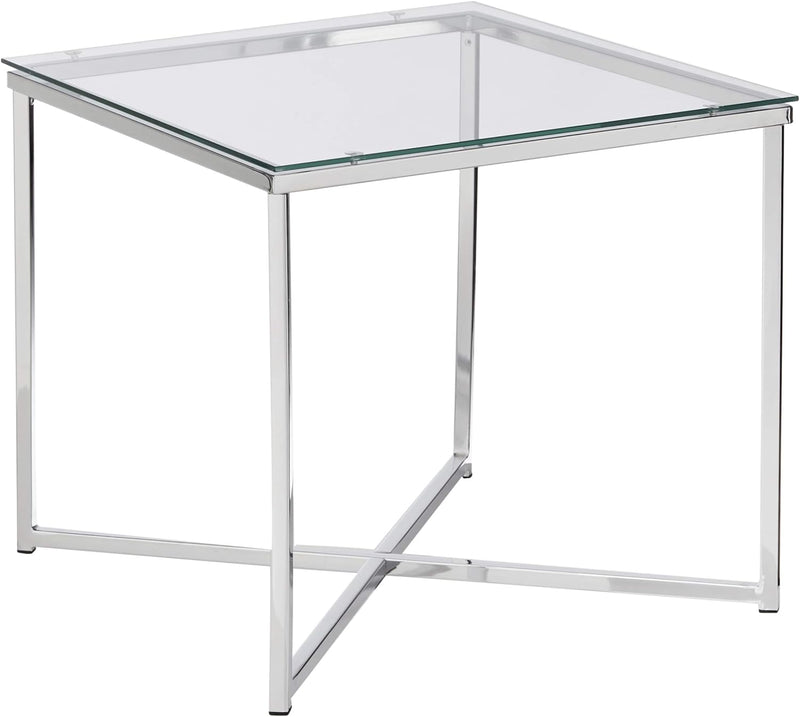 AC Design Furniture Gurli Ecktisch Quadratisch, B: 50 x T: 50 x H: 45 cm, Klar/Chrom, Glas/Metall, 1