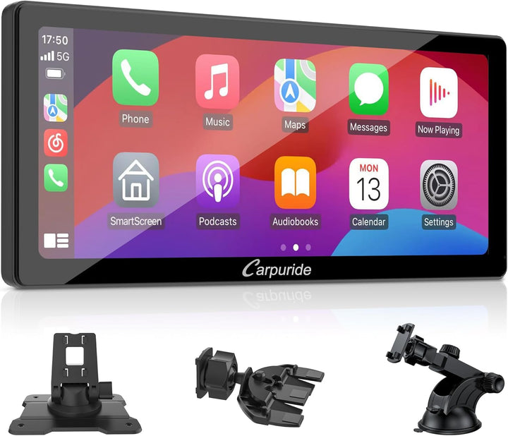 Carpuride W103 Pro mit Kabelloser Bluetooth-Übertragung, Tragbares Carplay und Android Auto-Autoradi