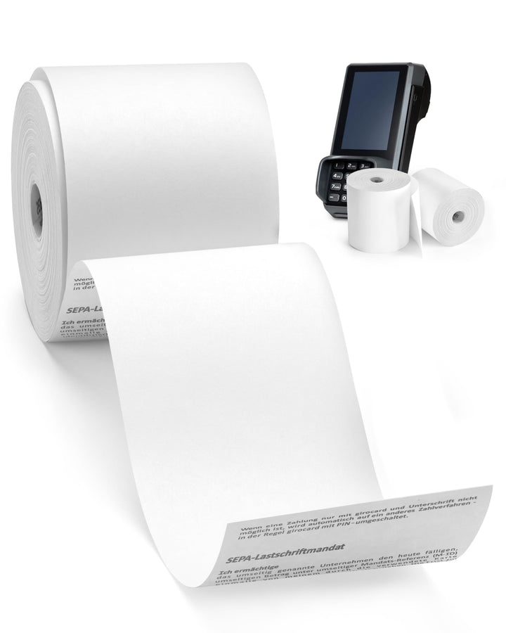 coreless - 20x EC-Thermorollen à 57mm x 36mm x 12mm - EC-Rolle mit Sepa Aufrdruck - kernlose Kassenr