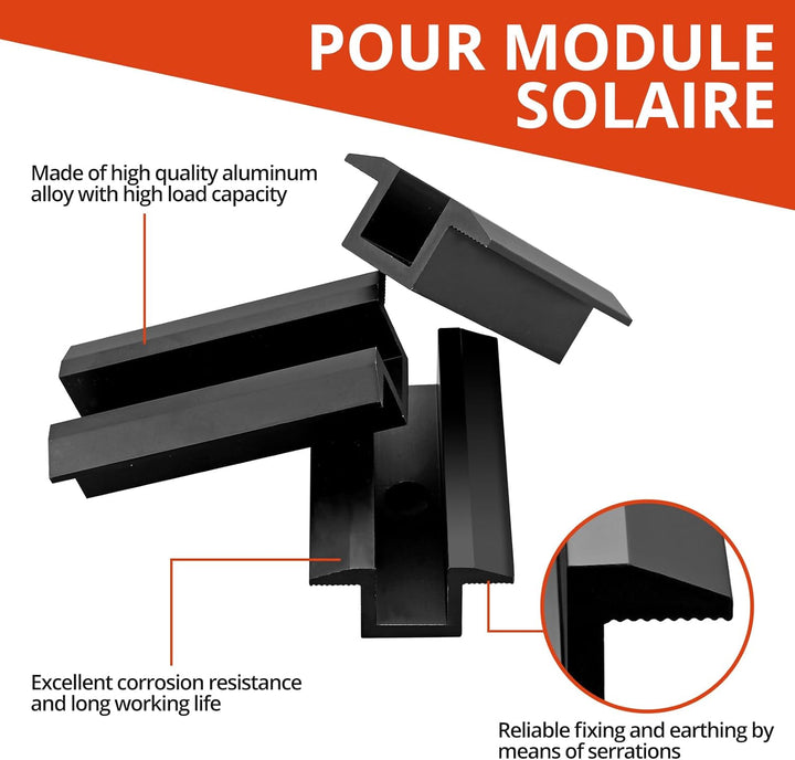 GETLITOOL PV Montageschiene Zubehör, 10PCS Aluminium Mittelklemme Photovoltaik Solarpanelen für Modu