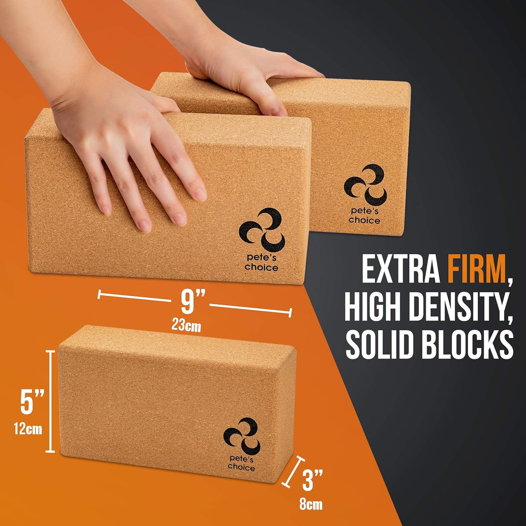 Yoga Rad Holz und Yoga Blocks aus Kork mit Zusätzlichem eBook und Yoga Gurt. Extra Feste, Massive Yo