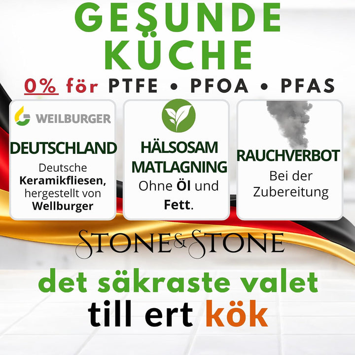 Stone&amp;Stone Doppelseitige Grillpfannen 32 cm, steinbeschichtete Antihaftpfannen Deutsche Qualität Gr