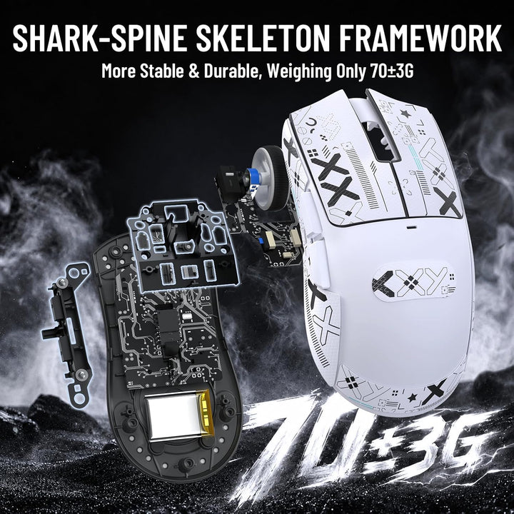 ATTACK SHARK X11 PRO V2 Lightspeed Wireless Gaming-Maus, TFT Display Dock B-Schwarz &amp; Weiss, B-Schwa