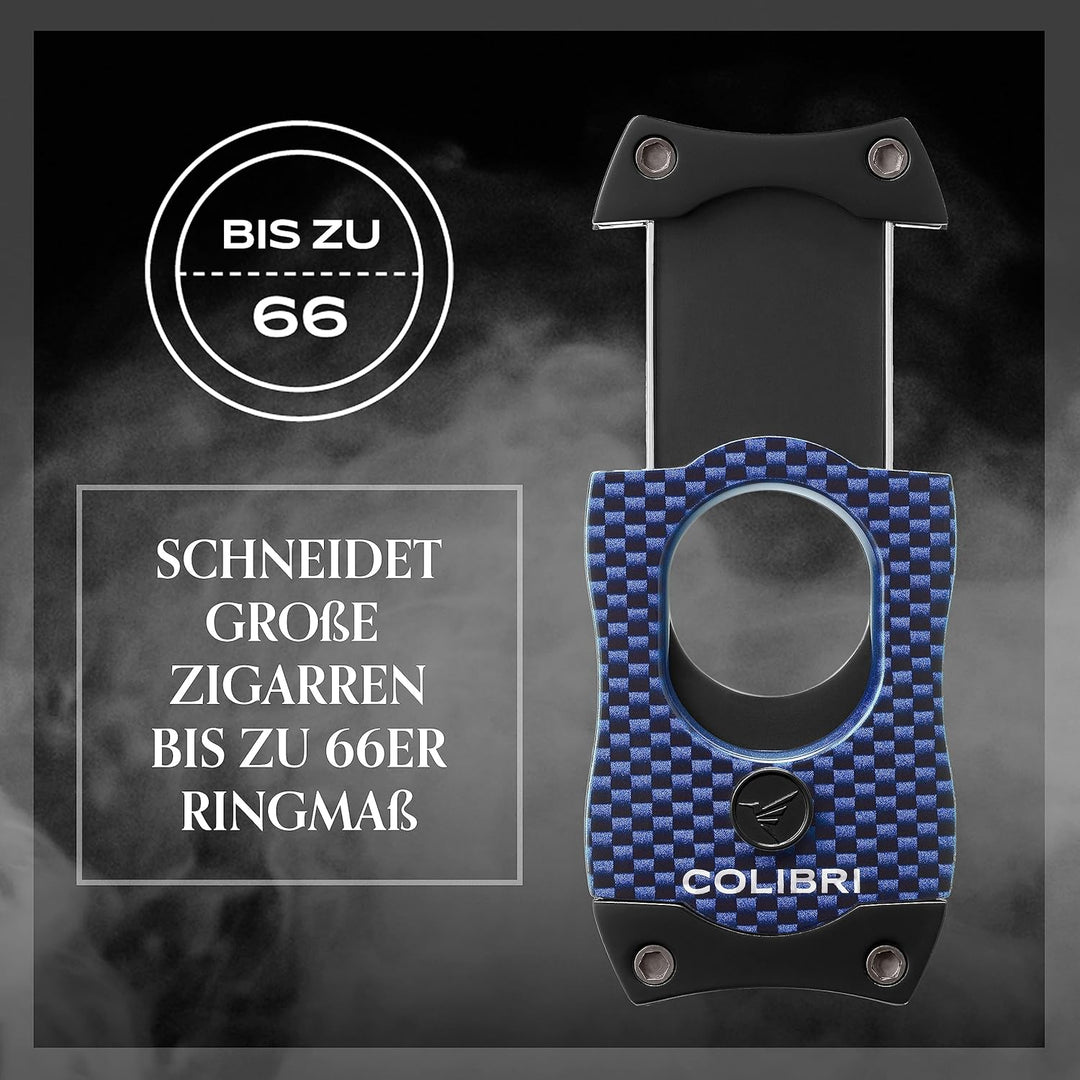 Colibri S-Cut Zigarrenschneider - Kohlefaser-Muster - Klassischer Gerader Schnitt - Bis zu 66 Ringma