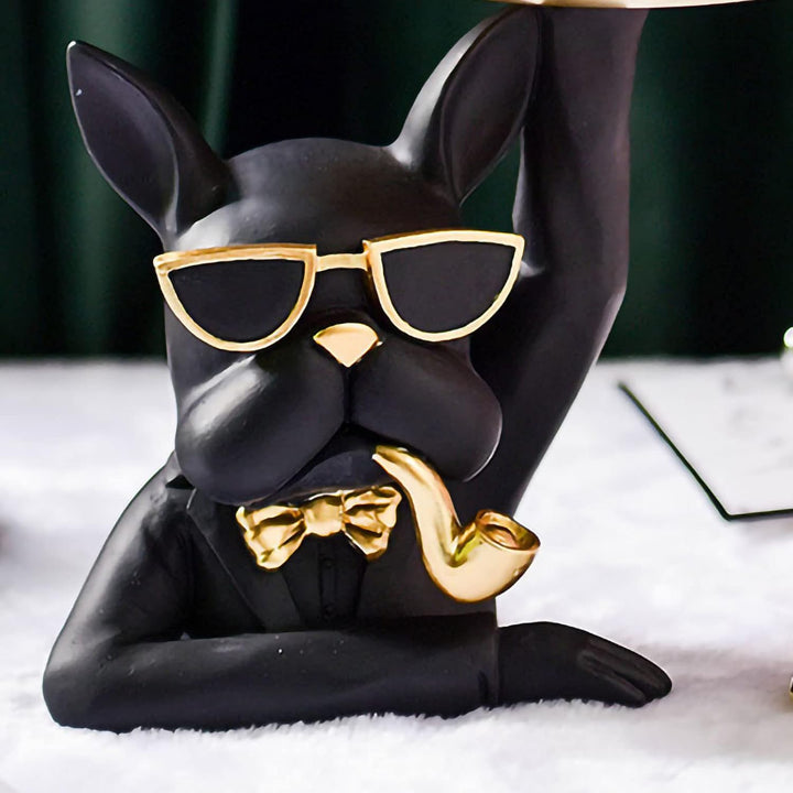 Bulldog-Holding-Aufbewahrungstablett,Kunstharz, süsse französische Bulldogge, Skulpturen, Schlüsselh