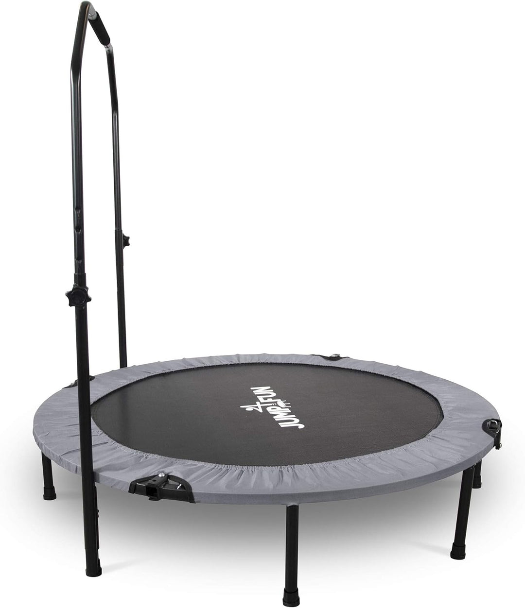 JUMP4FUN Mini-Trampolin, Fitness, faltbar, Doppel-Bar – Ø 122 cm, Grau