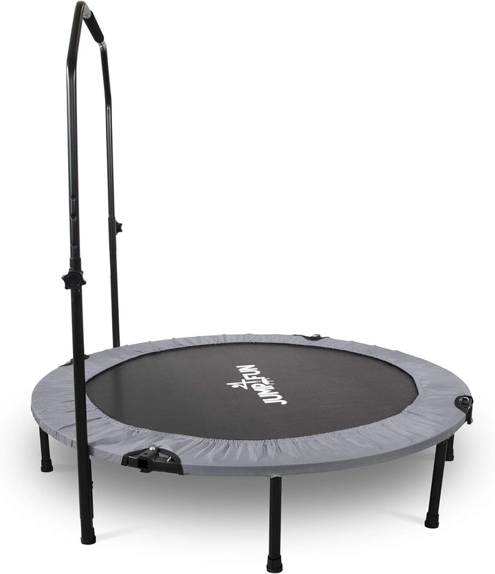JUMP4FUN Mini-Trampolin, Fitness, faltbar, Doppel-Bar – Ø 122 cm, Grau