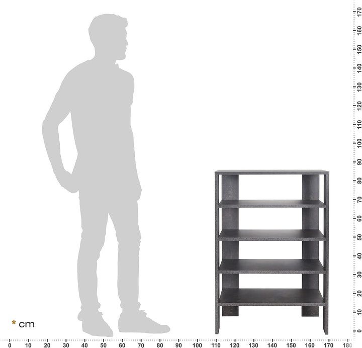 RICOO Schuhregal schmal und hoch 88x60x32cm Standregal Pressholz Betonoptik Grau WM040-BG, Schuhstän