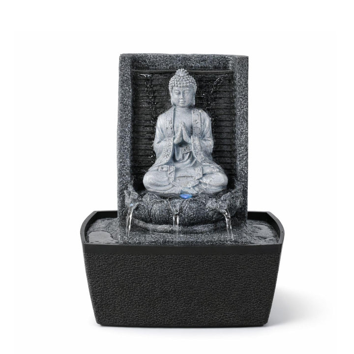 Zen Light scfrb1 Zimmerbrunnen Mauer Buddha Gebet Dunkelgrau/Schwarz 20 x 15 x