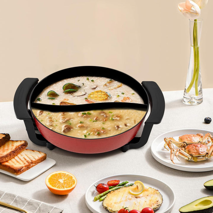 Hot Pot Elektrisch Doppelseitig Elektrischer Kochtopf 6L - Hot Pot Mit Teiler, 1360W Chinesischer Ho
