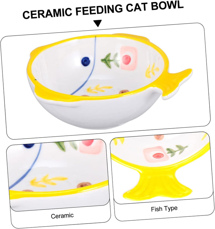 BESPORTBLE Keramik Katzennapf Fischform Mit Stabilem Bodendesign Erhöhtem Zervixschutz Für Futter Un