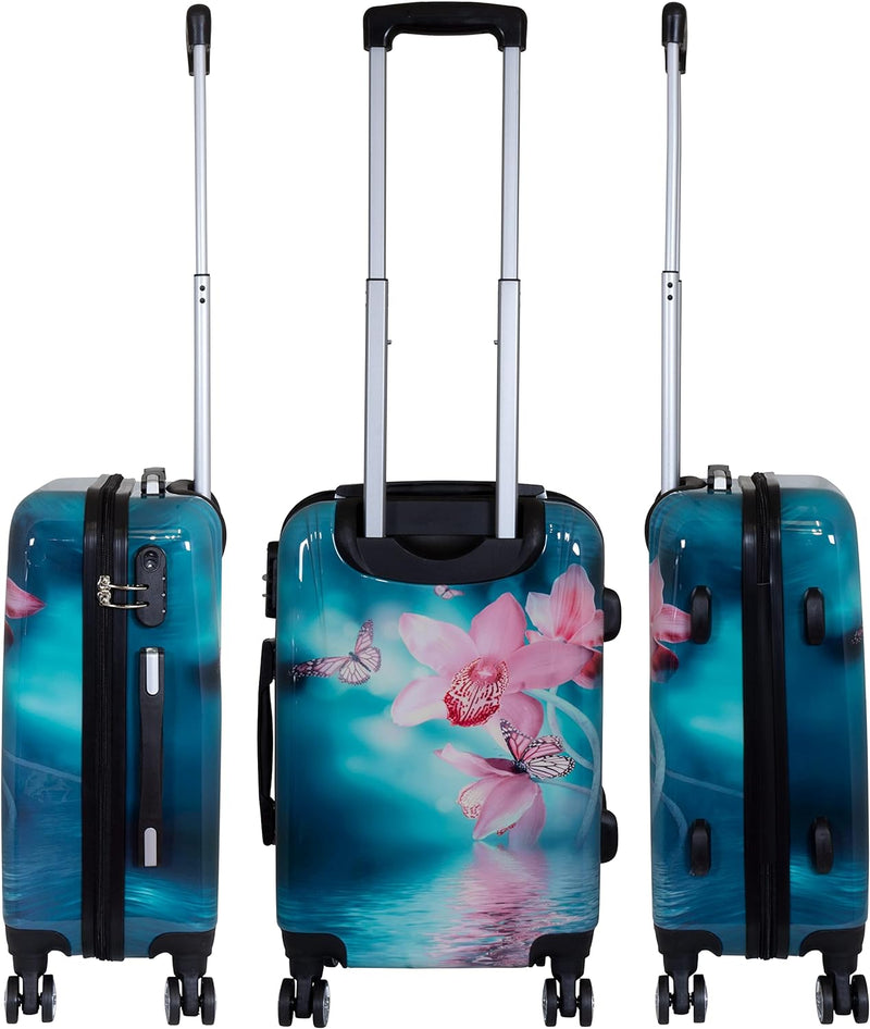 Trendyshop365 Hardcase Handgepäck - Blumen-Motiv Orchidee - 56 Zentimeter 36 Liter 4 Räder Zahlensch