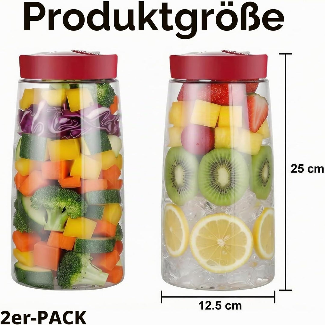 2 Stück Fermentierglas mit 1-Wege-Entlüftung, 2.2L kimchi behälter, Breiter Öffnung Einmachglas mit