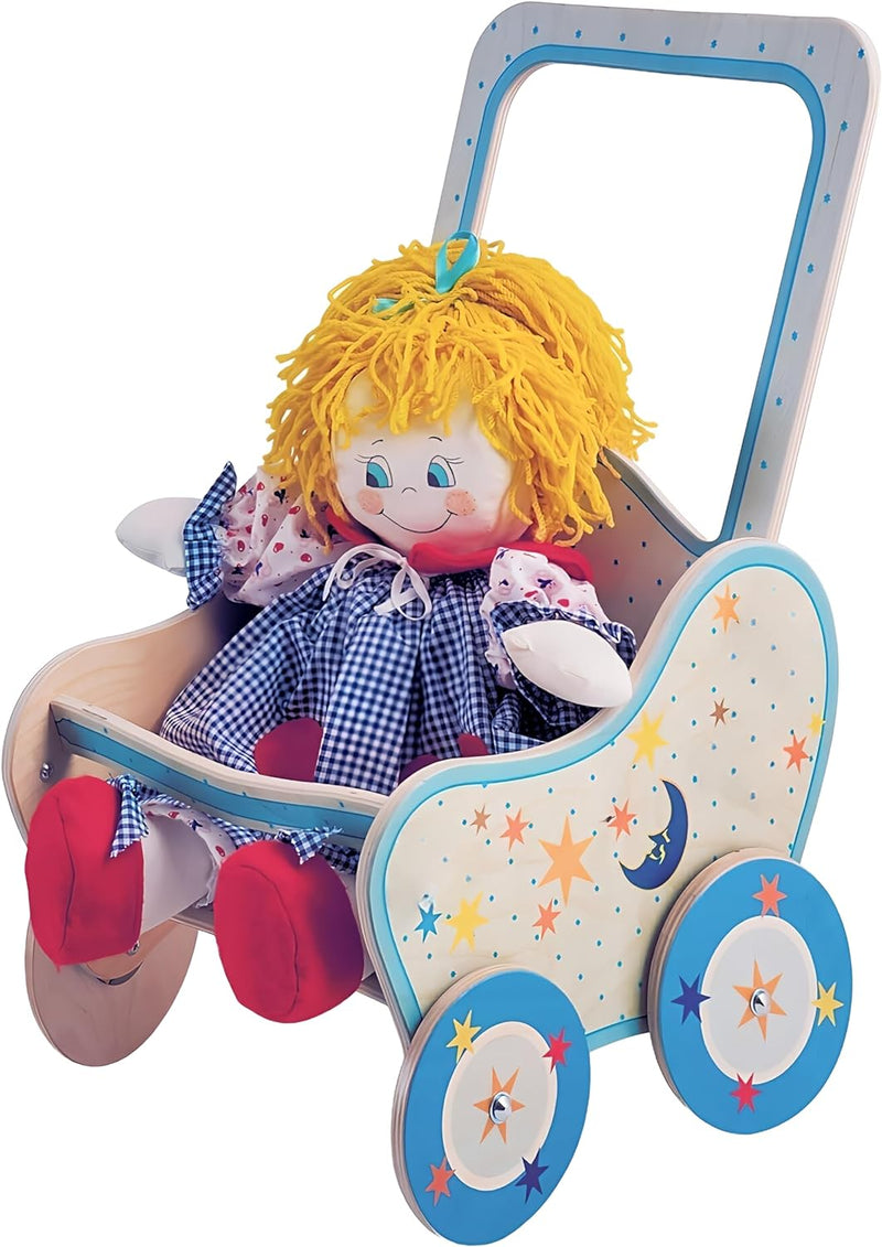Dida - Der Puppenbuggy Aus Holz Dekoration Mond ist EIN Holzpuppenwagen Zum Schieben Der Puppen Der
