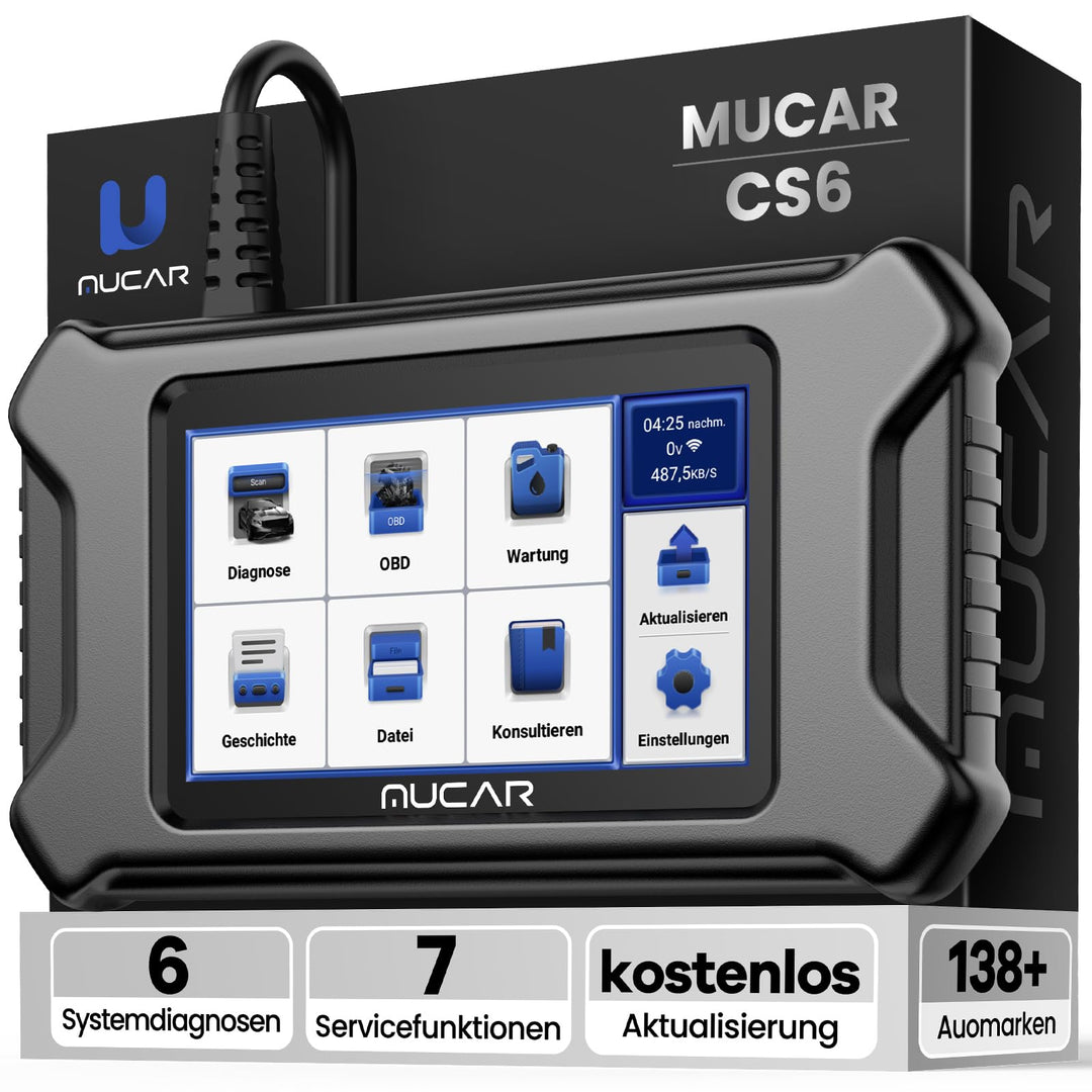 OBD2 Diagnosegerät, MUCAR CS6 Diagnosegerät Auto Mit 6 System(ECM/TCM/ABS/SRS/TPMS/BCM) + 7 Reset-Fu