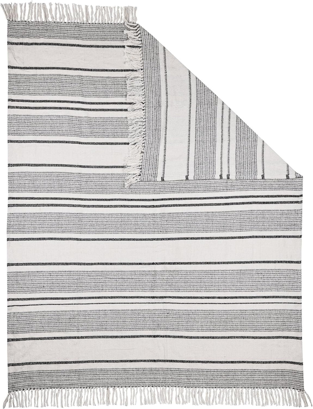 EGLO LIVING Decke Longlac, Kuscheldecke im Nature Design, Wolldecke für Couch, Sofadecke aus Baumwol