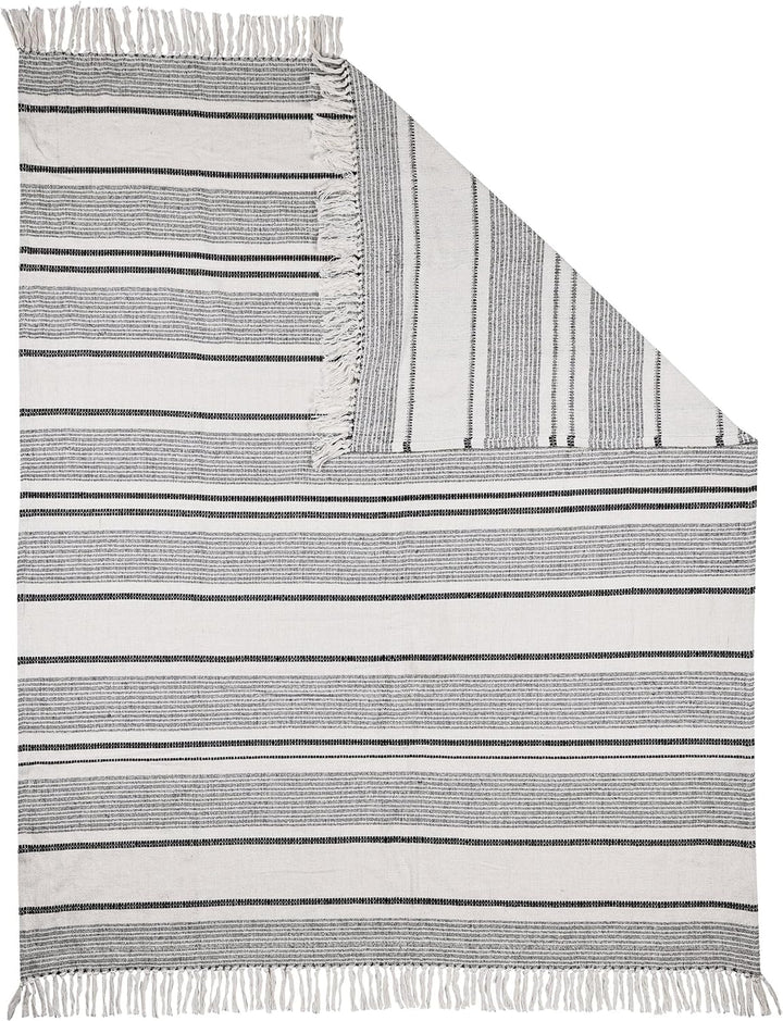 EGLO LIVING Decke Longlac, Kuscheldecke im Nature Design, Wolldecke für Couch, Sofadecke aus Baumwol