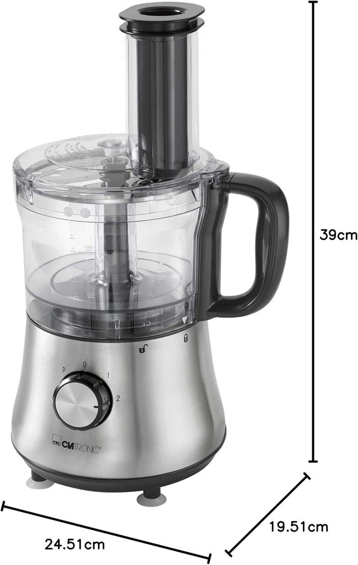 Clatronic® Küchenmaschine | 500 Watt | 4 Geschwindigkeitsstufen (0-1-2 + Puls) | Mixbehälter mit Nac