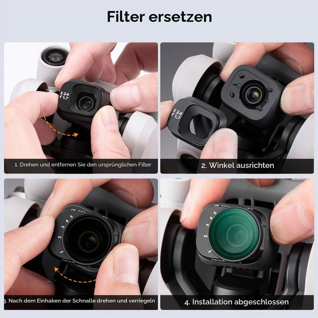 K&F Concept Mini 3,Mini 3 Pro ND Filter, Variabler ND Filter ND2-ND32,1-5 Stop Graufilter kompatibel