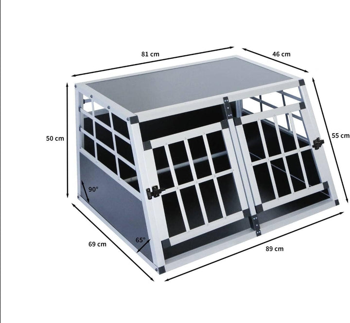 Auto Hundetransportbox kleine Doppelbox Hundebox Transportbox Gitterbox Fahrzeugbox Kofferraumbox Ka