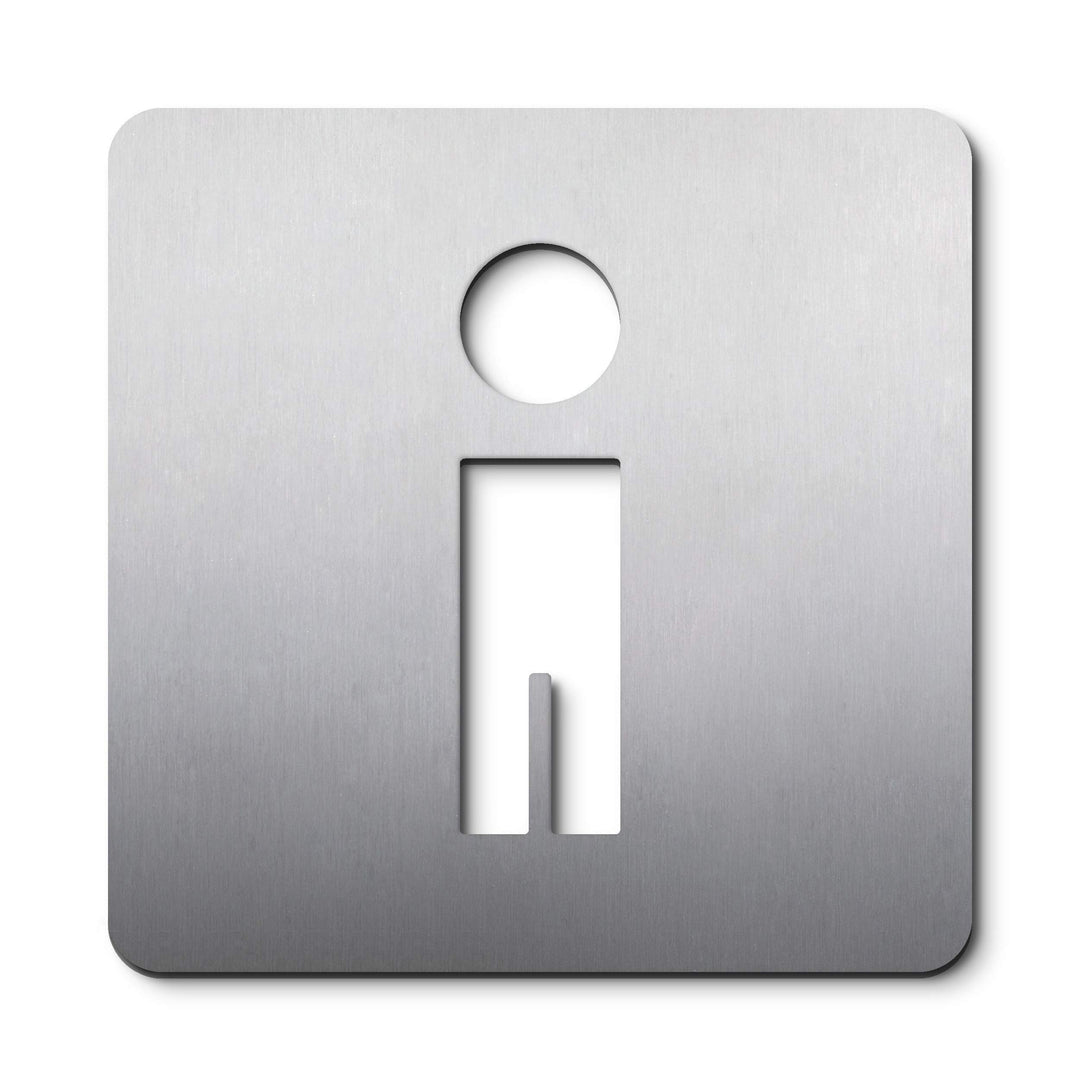 PHOS Design, PS0301S, WC Türschild Mann, 16 x 16 cm, Edelstahl geschliffen, mit abgerundeten Ecken,