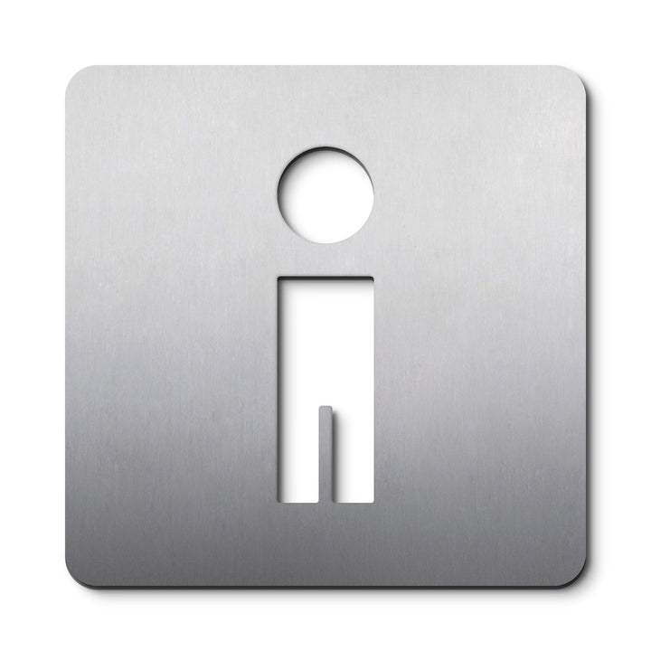 PHOS Design, PS0301S, WC Türschild Mann, 16 x 16 cm, Edelstahl geschliffen, mit abgerundeten Ecken,